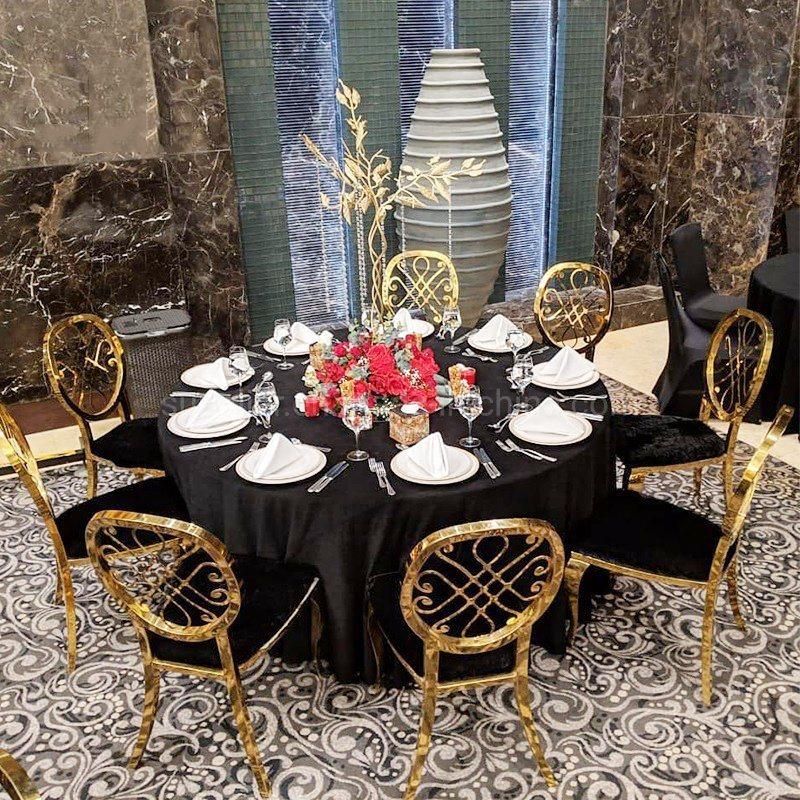 Wedding Event Decoration Gold Stainless Steel Frame Dining Metal Chair