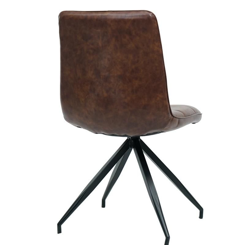 Home Furniture Vintage Style Senior Breathable Brown PU Leather Dining Chair