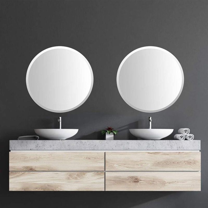 Morden Design Frameless Home Hotel Wall Round Mirror with Bevel Polished Edge for Bathroom Vanity, Bedroom and Living Room Decor