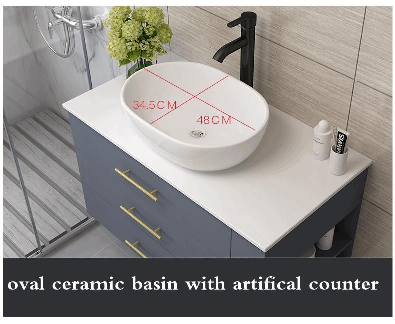 Marble Countertop Solid Wood Bathroom Toilet Cabinet Vanity Modern Furniture