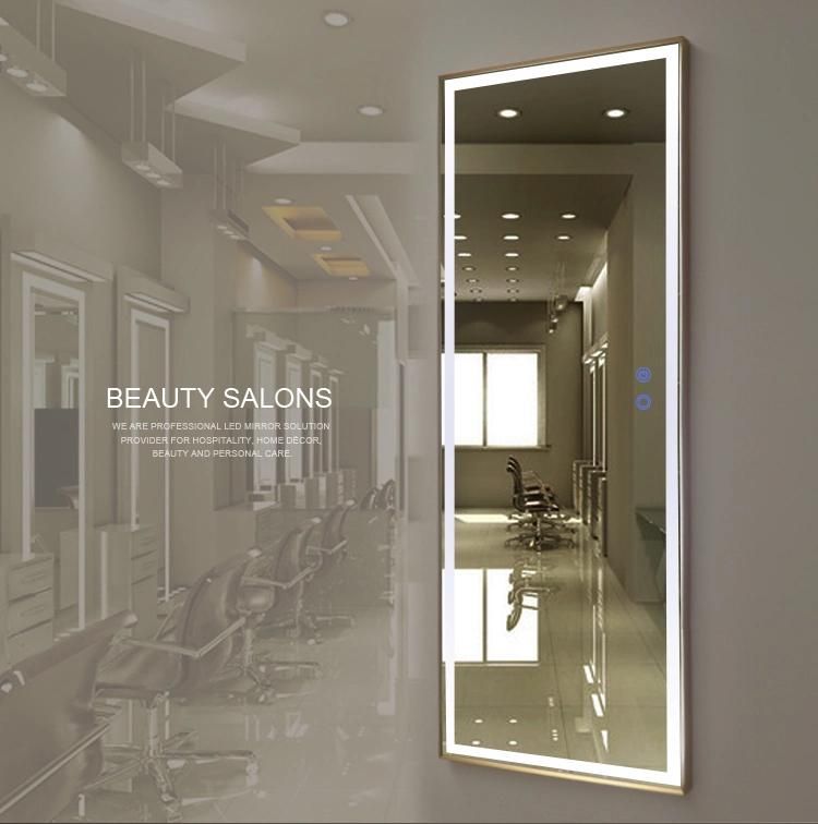 Beauty Salon Furniture Decorative Aluminum Framed Silver Coated Bathroom LED Wall Mirror