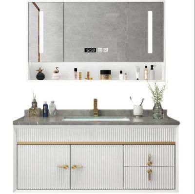 Light Luxury Intelligent LED Mirror Rock Board Bathroom Wall Cabinet Bathroom Vanity