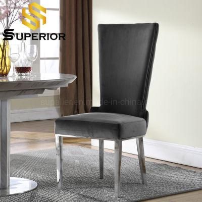 Modern Simple Black Velvet Restaurant Dinner Chair with High Back