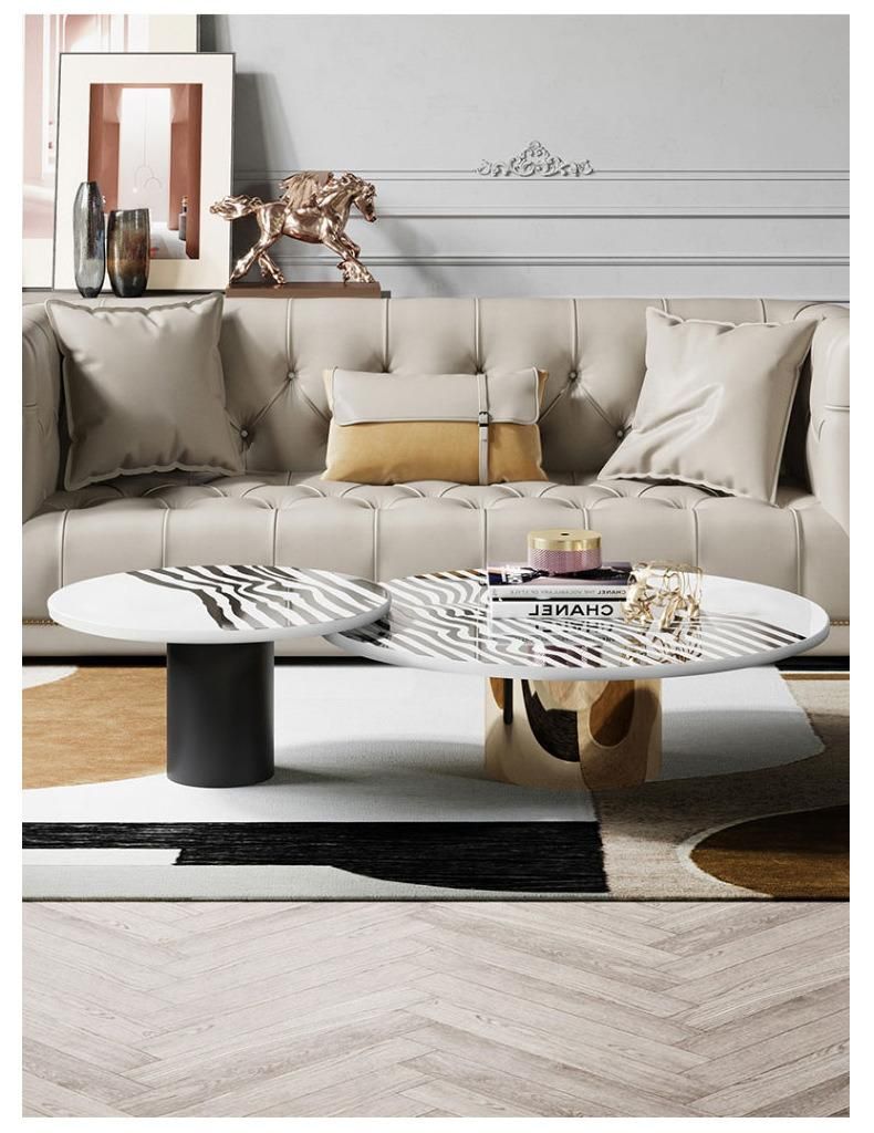 Home Apartment Furniture Stainless Steel Marble Coffee Table