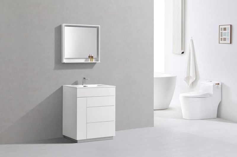 Modern Hotel Integral Single Sink Bathroom Vanity with Acrylic Top