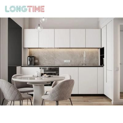 China Factory Wholesale High Quality Modern Style Modular Skin Melamine Finish Handleless Home Kitchen Cabinets