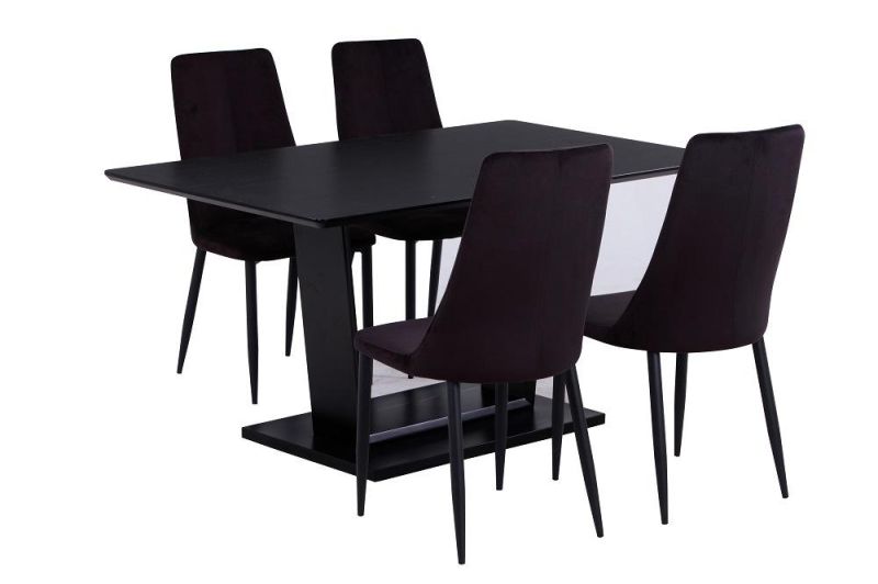 Luxury Furniture Heavy Black Legs Modern Dining Table with Ash Veneer Base