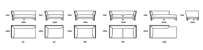 Italy Design High End Home Furniture Manufacturer Modern Living Room Couch Set 1 2 3 Seater Wooden Leg Sectional L Shape Fabric Leather Sofa for Villa