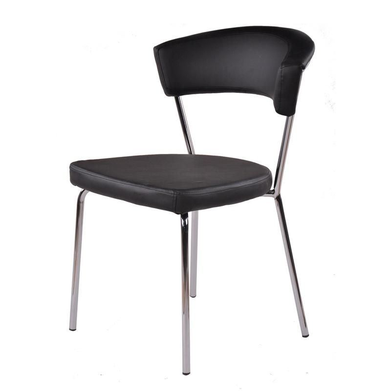 Industrial Style Kitchen Restaurant Upolstry Black PU Leather Dining Chairs