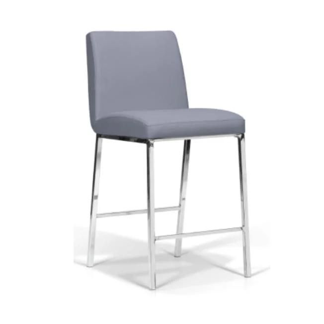 Square Factory Price Modern White PU Leather Bar Chair with Metal Legs