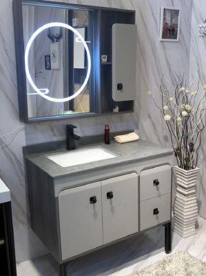 Modern Bathroom Vanities with LED Mirror Cabinet, Storage Organizer