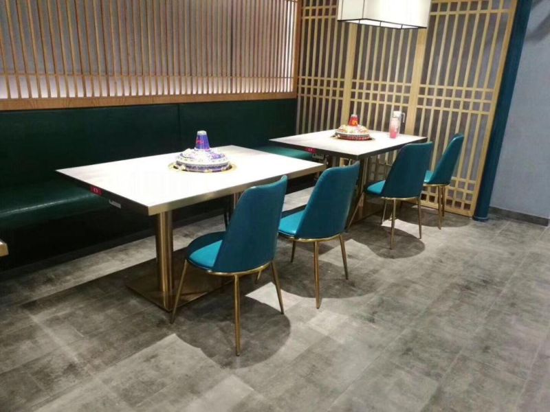 Northern Europe Style Restaurant Furniture Fashion Coffee Chairs Modern Compact Oval Nordic Style Luxury Model Room Furniture with Iron Marble Surface Table