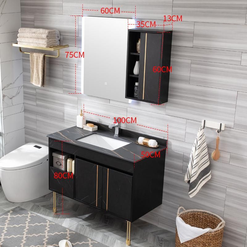 LED Luxury Bathroom Cabinet Vanity with Half Mirror Cabinet