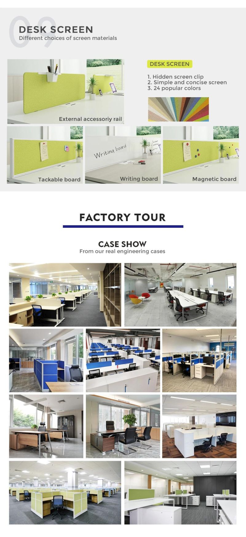 Modern Factory Price 8 Seaters Benching Desk Office Workstation Office Furniture with Screen