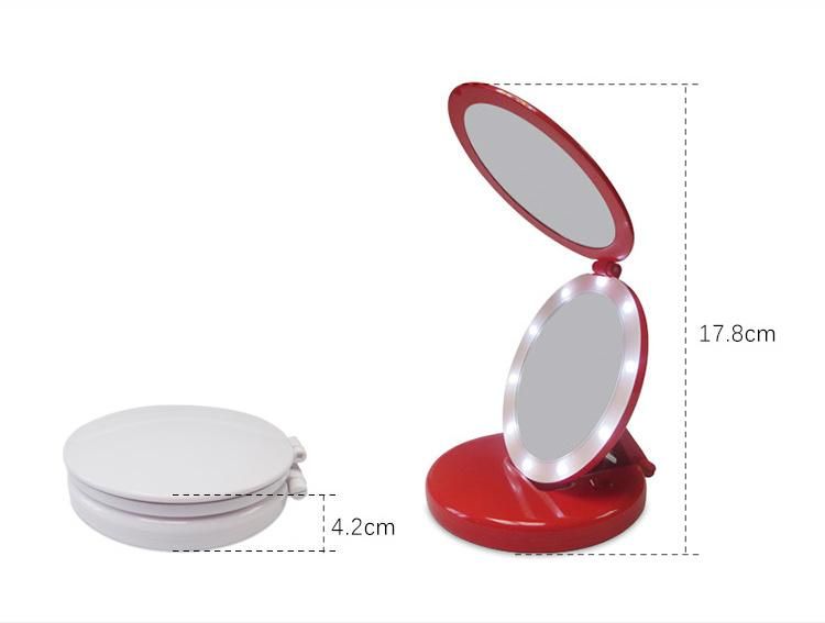 Double Sided Lighted Table Stand Mini Makeup Mirror