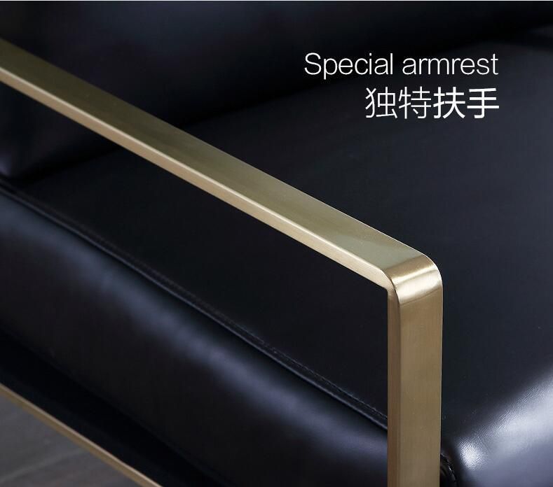 Customized Stainless Base Sofa Chair for Leather Living Room Furniture