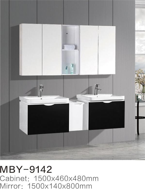 White Color PVC Bathroom Cabinet, PVC Bathroom Vanity Cabinet with Ceramic Basin