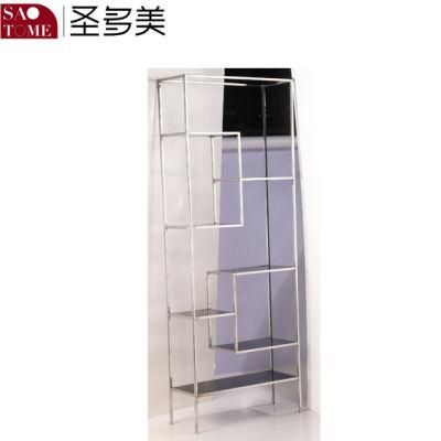 Modern Simple Stainless Steel Black Glass Bookshelf