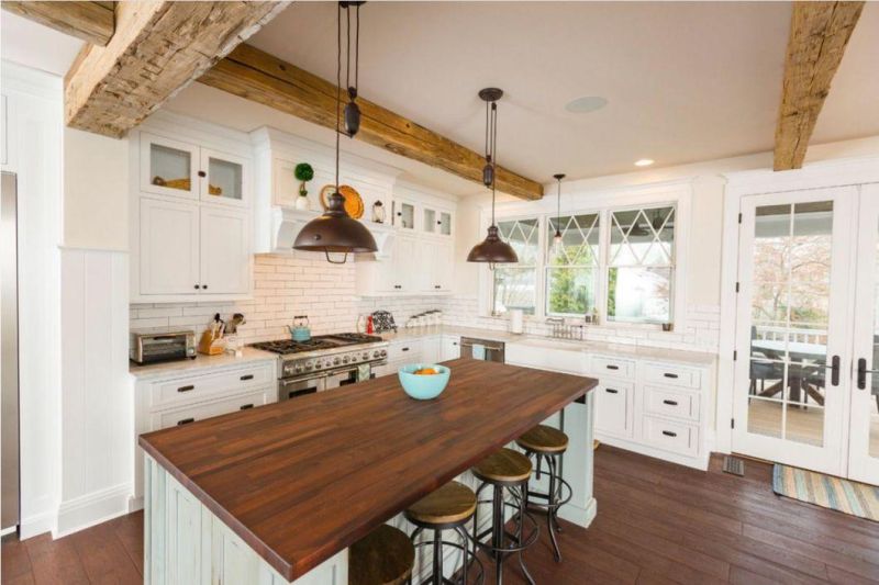 Latest Modern Kitchen Designs 2021 Custom Made American Modern Authentic Barn Beams Kitchen Cabinets