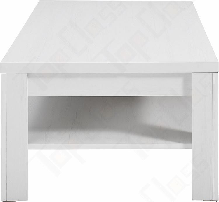 White Modern Wood Coffee Table with Drawer