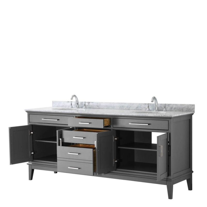 80" Double Bathroom Vanity - Dark Grey