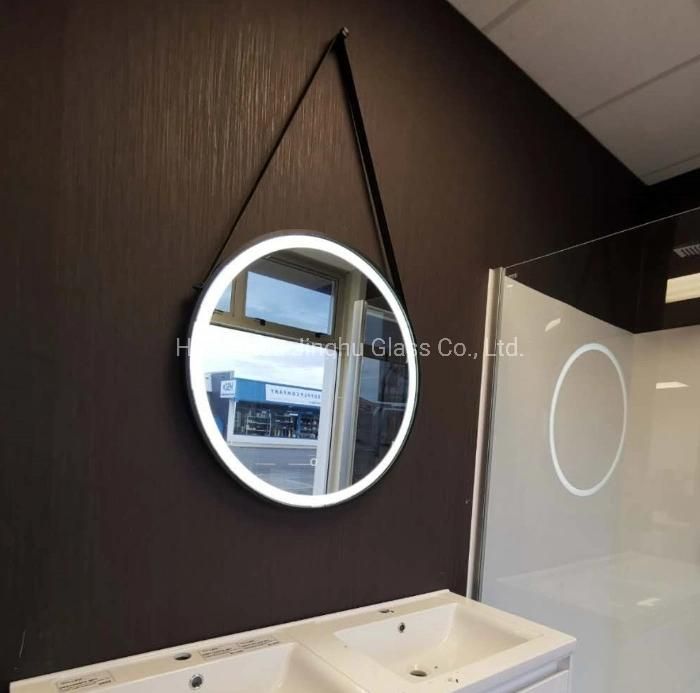 Wall Mounted Black Color Frame Bathroom Vanity Mirror with Rope or Leather Belt