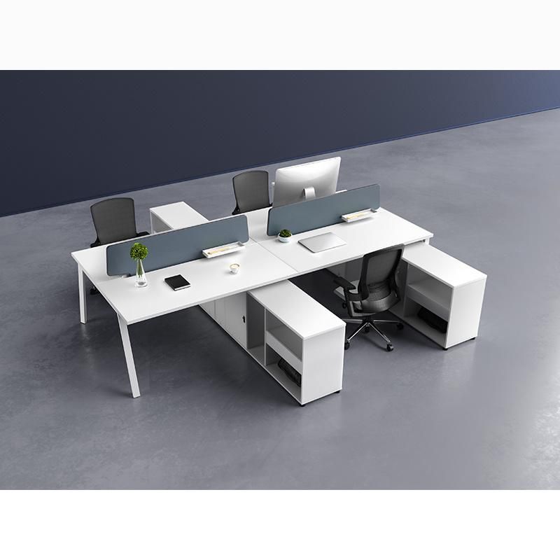 Modern Design White Office Computer Desk Four Seat Office Workststion