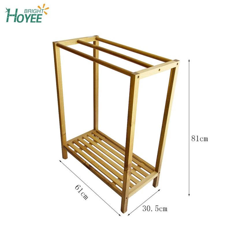 Free Standing Bamboo Wooden Bathroom Rack Display Shelf Towel Rack Stand