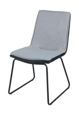 Modern Hotel Furniture Leather Fabric Upholstered Stainless Steel Legs Dining Chair