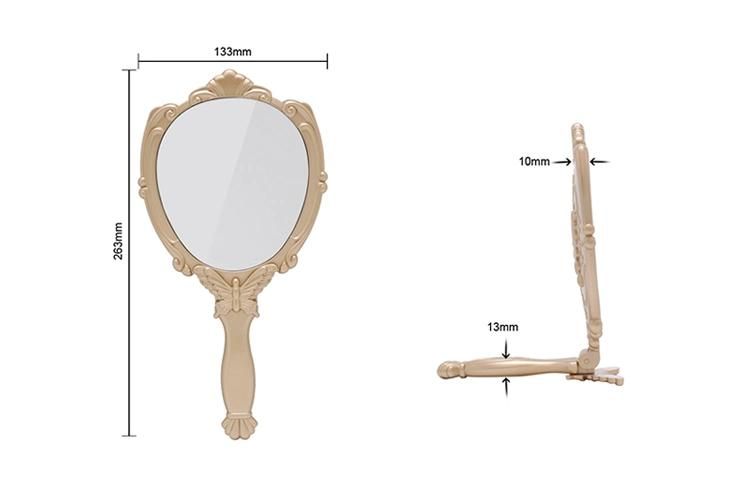 Hot Selling Delicate Pattern Framed Handheld Makeup Mirror Foldable Hand Mirror