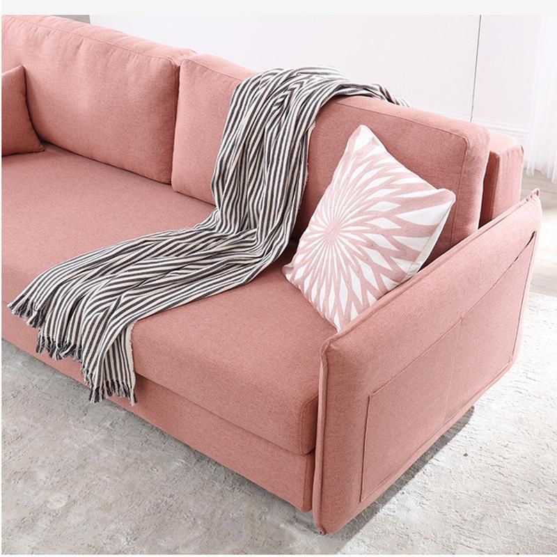 Ajustable Modern Pink Functional Living Room Fabric Sofa