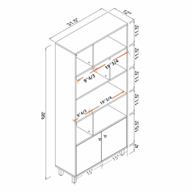 Bookshelf with 7 Compartments for Home Office