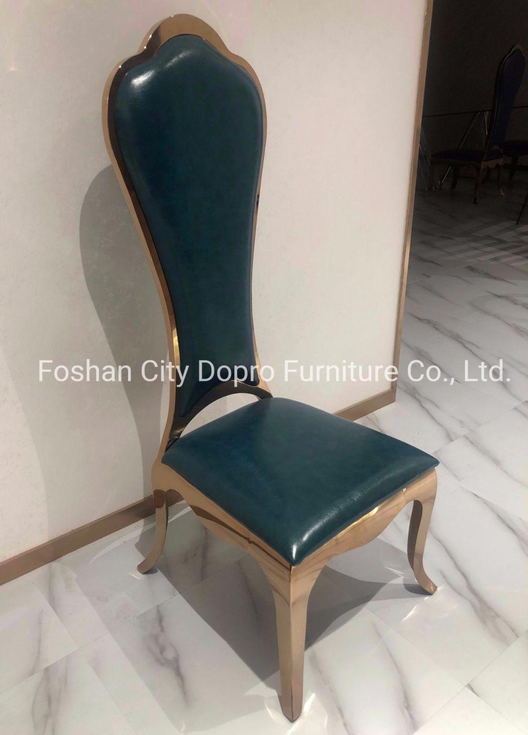 Luxury Stainless Steel Golden High Back Chair for Wedding and Hotel