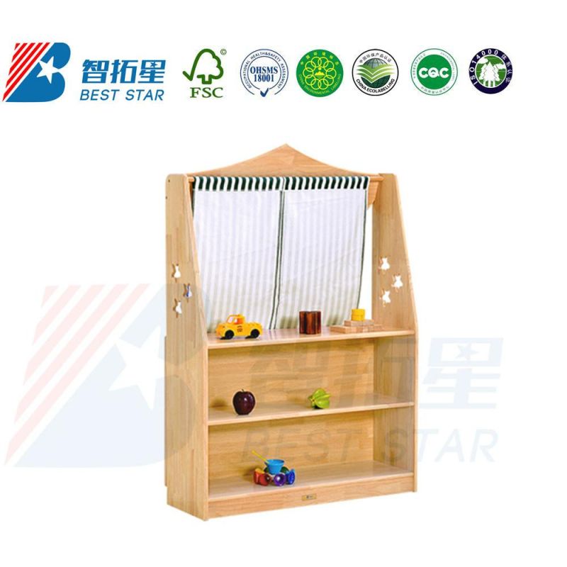 Kids Nursery School Dramatic Play Cabinet, Kindergarten Preschool Kids Indoor Playground, Dress up and Role-Play Puppet Workstation, Play Furniture