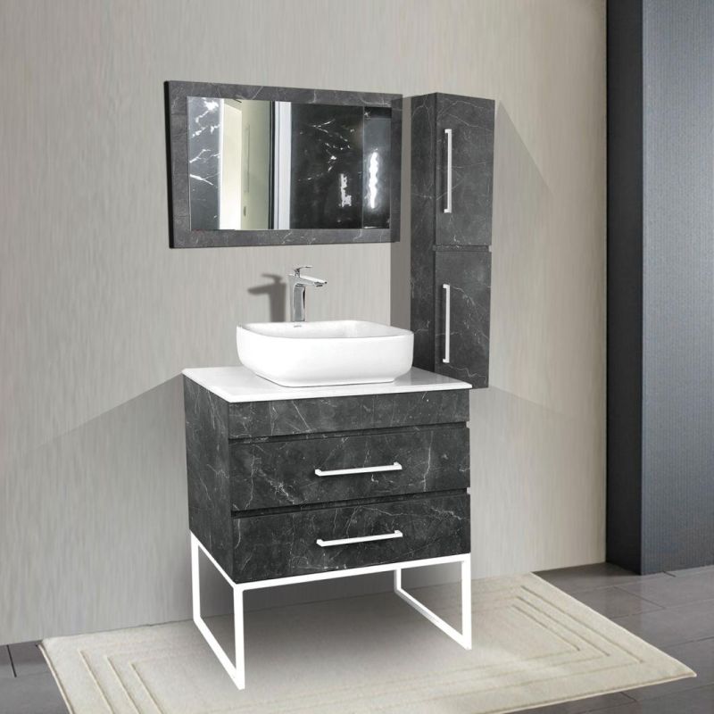 Modern and Simple Stainless Steel Bathroom Cabinet with Mirror Cabinet