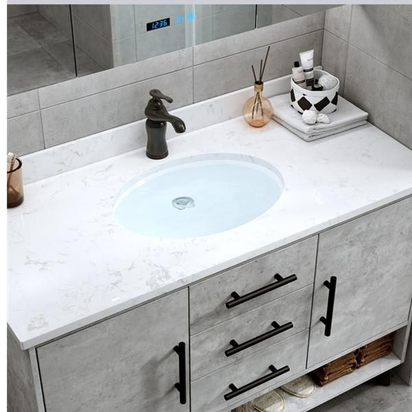 Nordic Smart Bathroom Cabinet Combination Floor-Standing Modern Minimalist Wash Face Wash Hand Basin Pool Cement Gray Vanity