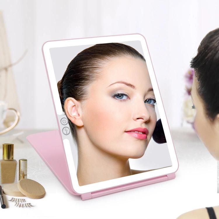 LED Products Recchargeable Illuminated Foldable Slim Portable Makeup Travel Mirror