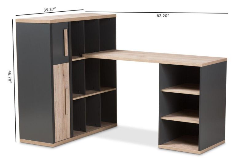 Modern Desk with Built-in Shelf Unit