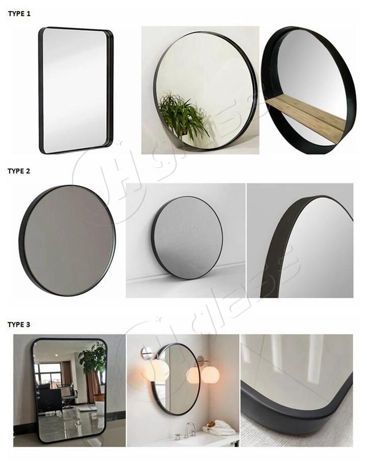 Jinghu China Factory Metal Aluminum Alloy PS Frame Mirror Home Decorative Bathroom Mirror