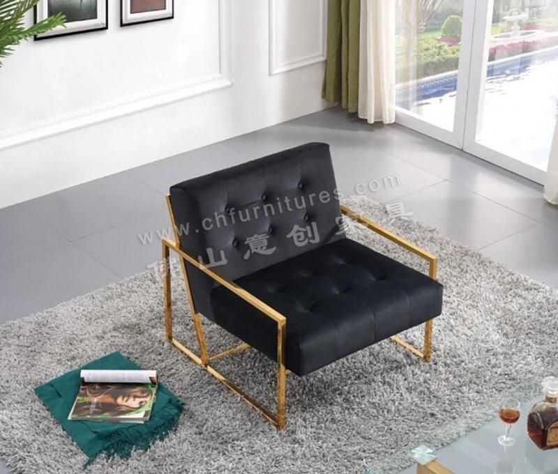 Hyc-Sf09 Home Furniture Moden Stainless Steel Base Velvet Cushion Living Room Sex Sofa Chair