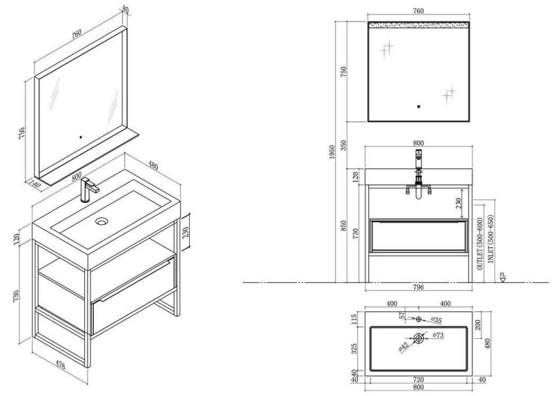 Bathroom Cabinet 800mm Bathroom Furniture White