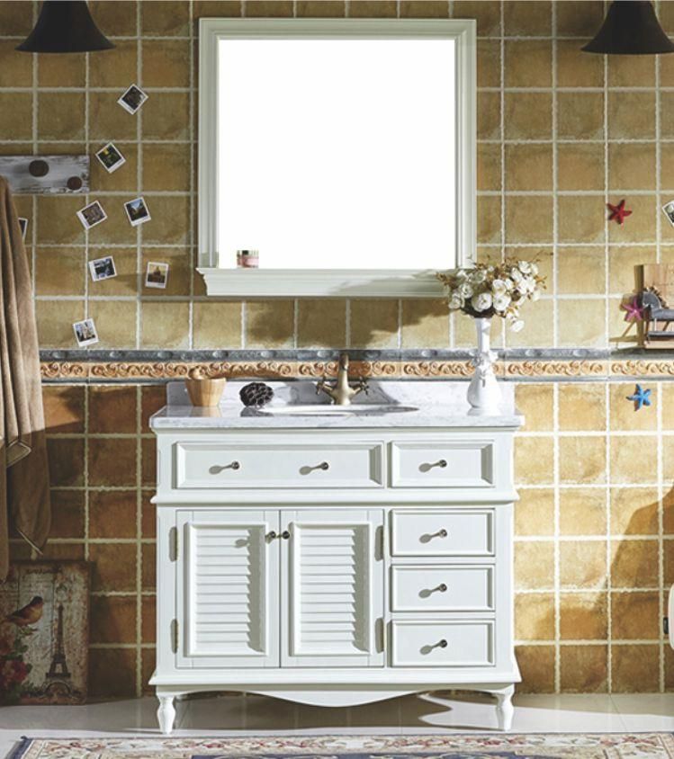 Solid Wood White Lacquered Bathroom Vanity