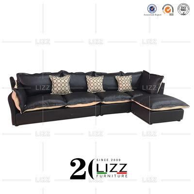 China Factory Wholesale Modern Home Furniture European Living Room Leather Sofa with Chaise