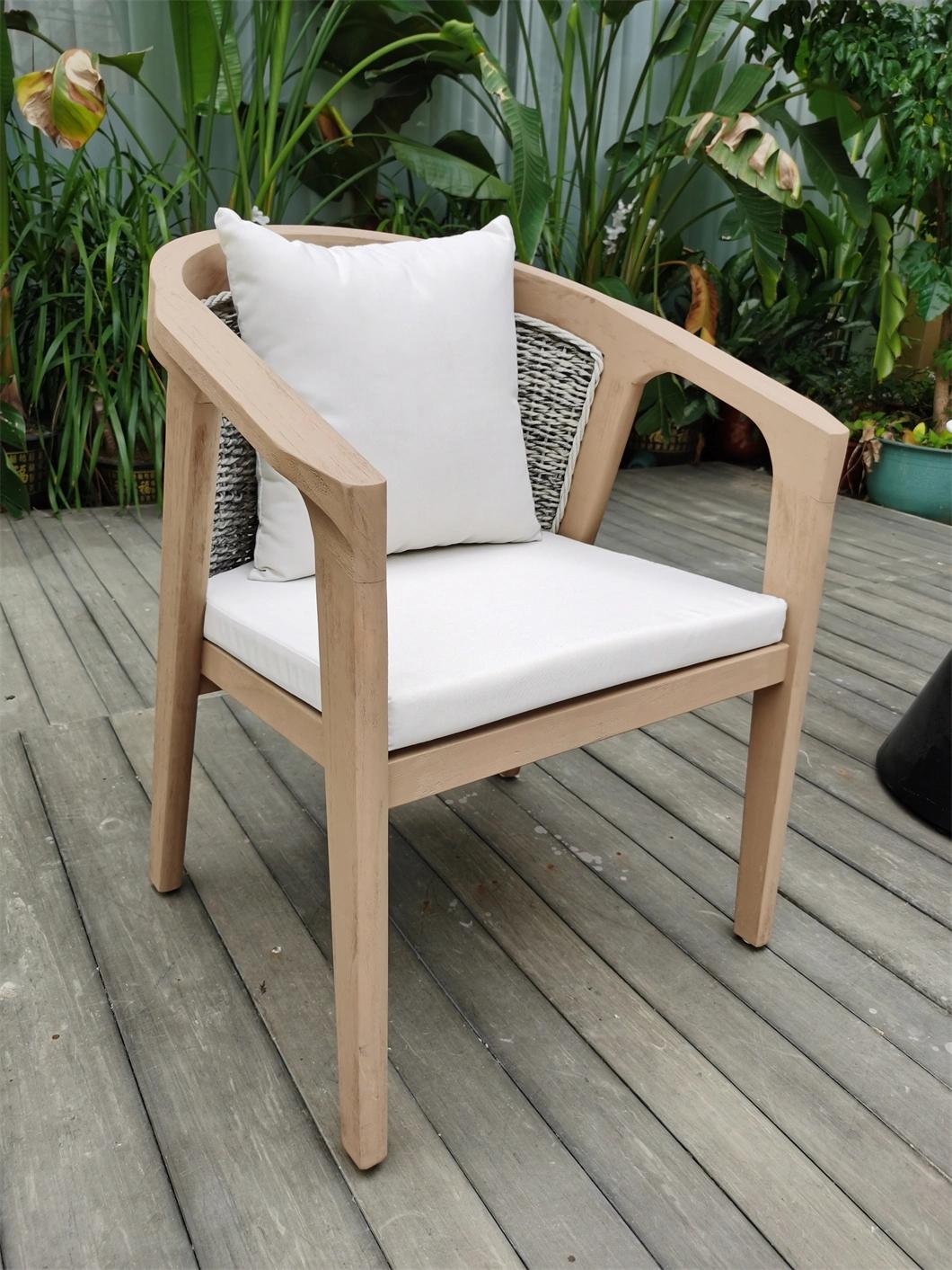 Factory Outdoor Modern Style Wooden White Garden Patio Rattan Furniture Chair