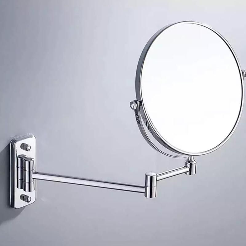 Extendable Wall Mounted 5X Magnifying Mirror Chrome Frame Folding Round Hotel Mirror Round Bathroom Mirror