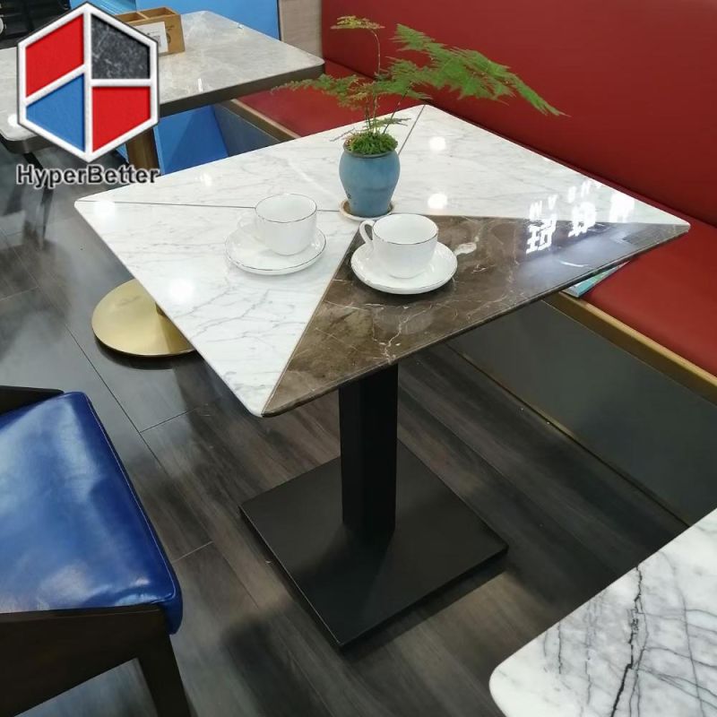 Natural White and Black Marble Cafe Table Two Colors Cafe Table