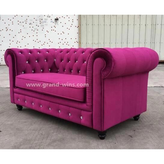 Modern Custom Solid Wood Knockdown Leisure Velvet Chesterfield Sofa 2 Seater