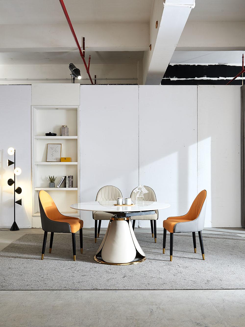 Round Rotary Marble Dining Table with Rock Plate Top