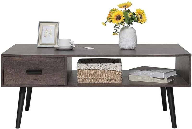 Brown Tea Table Center Table Storage Wooden Modern Coffee Table for Living Room