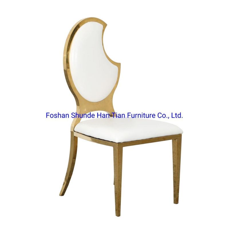 Hotel Dining Chair Moon High Back Gold Stainless Steel Metal for Rental Event Party